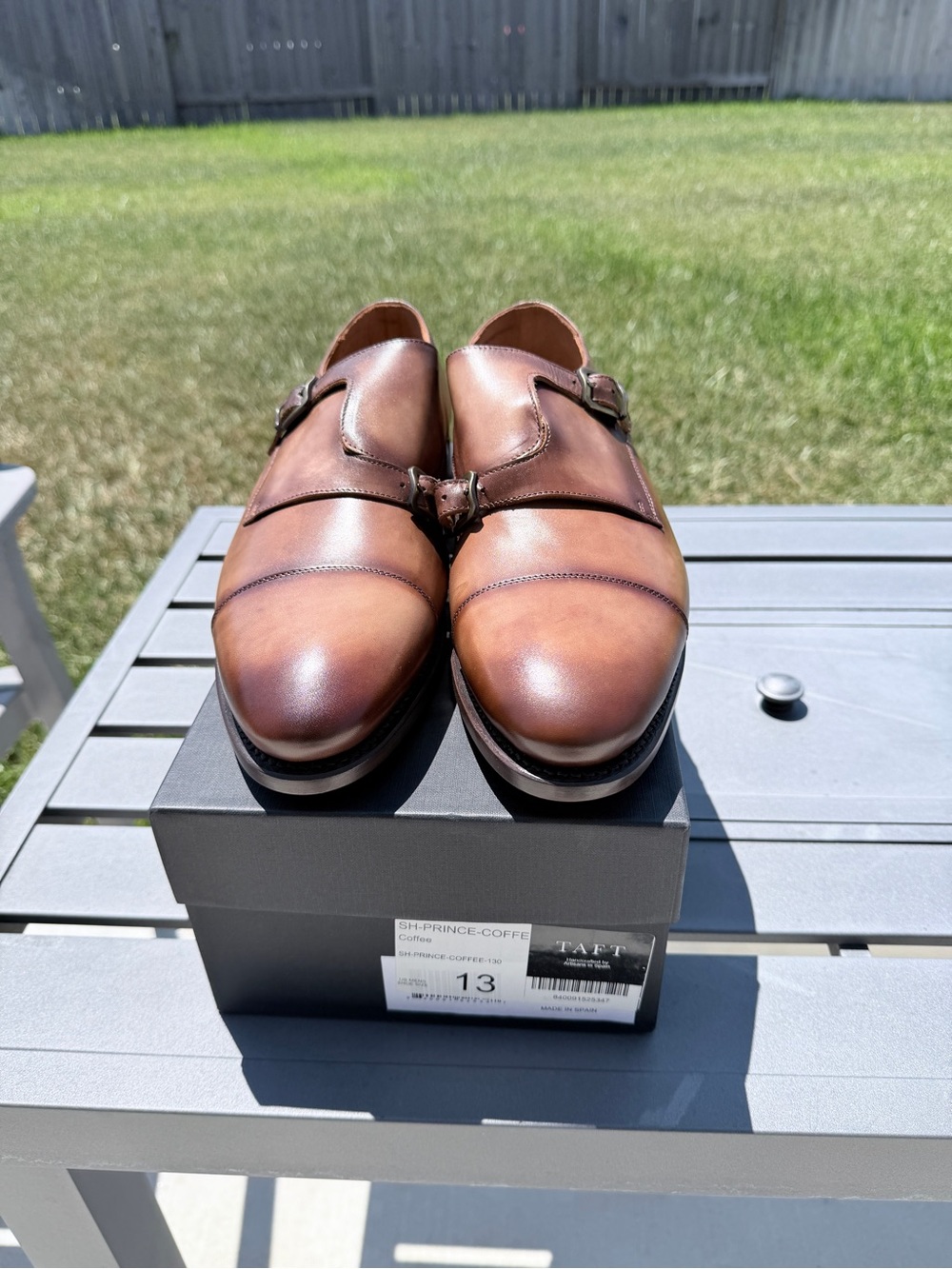 Taft Men’s Double Monk Strap Leather Shoes - Coffee Tan